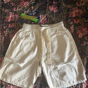 Mens White Drawstring Shorts